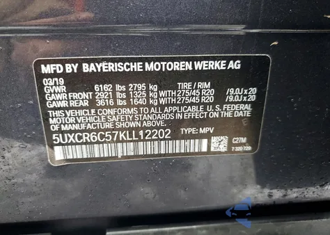 2019 BMW X5 xDrive40I z USA, uszkodzony, nr VIN 5UXCR6C57KLL12202